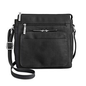Giani Bernini Women's Black Nappa Leather Front Zip Crossbody (MSRP $130)